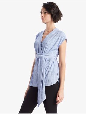M.M.LaFleur Valerie Top Pleated Jersey Powder Blue NWT Size Small